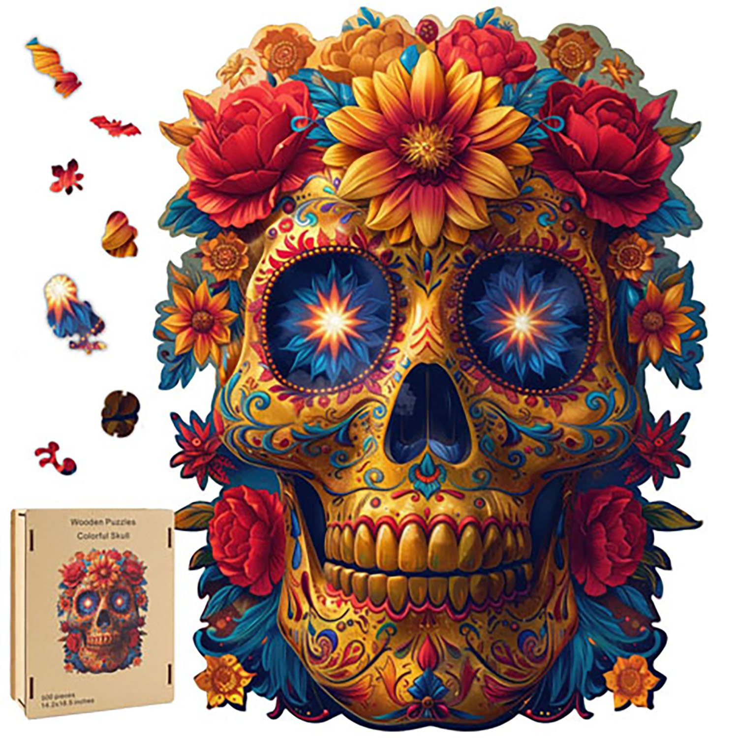Skull & Roses wood puzzle