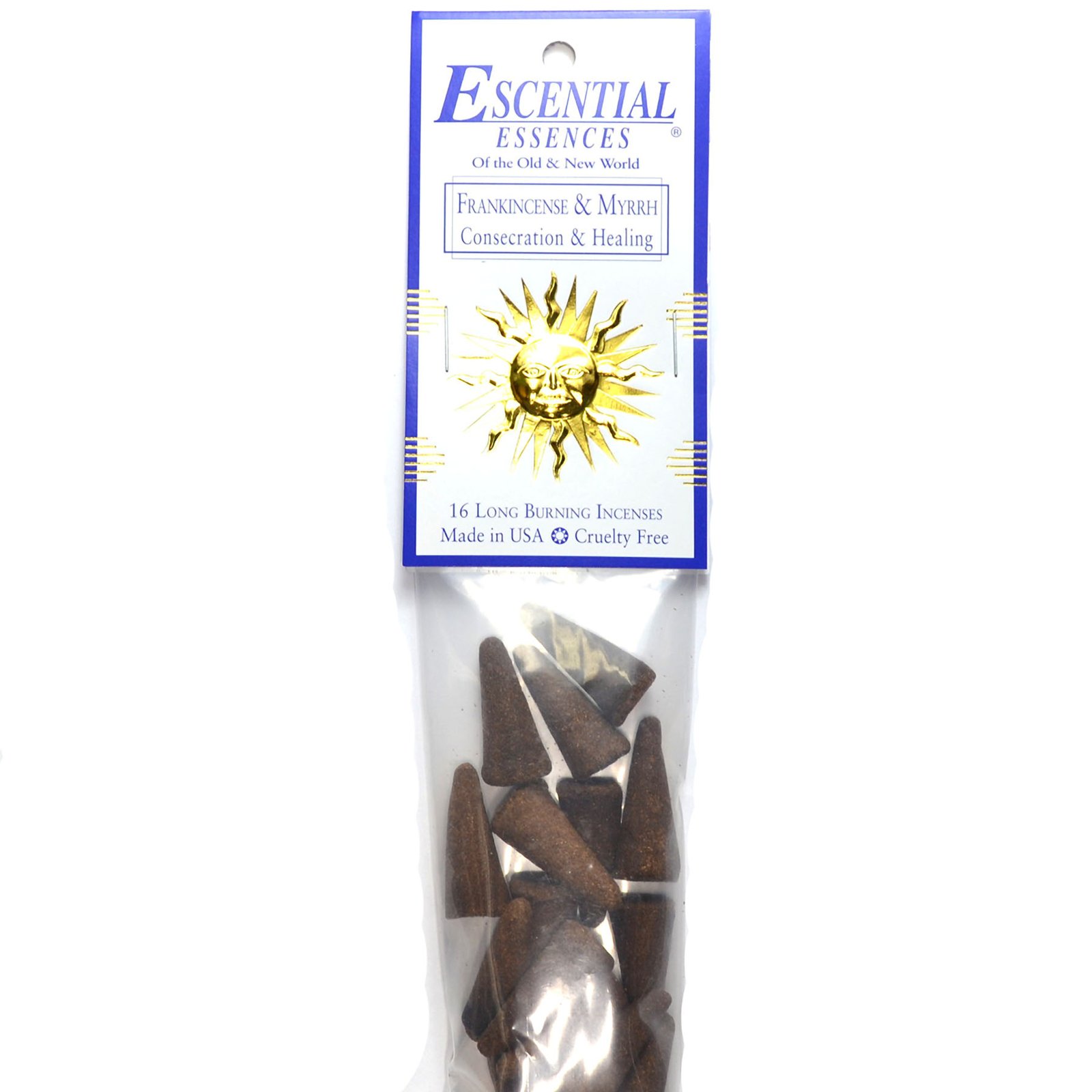16/pk Frankincense & Myrrh escential essences incense cones